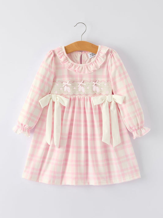 Pink Ballet Bow Plaid Dress