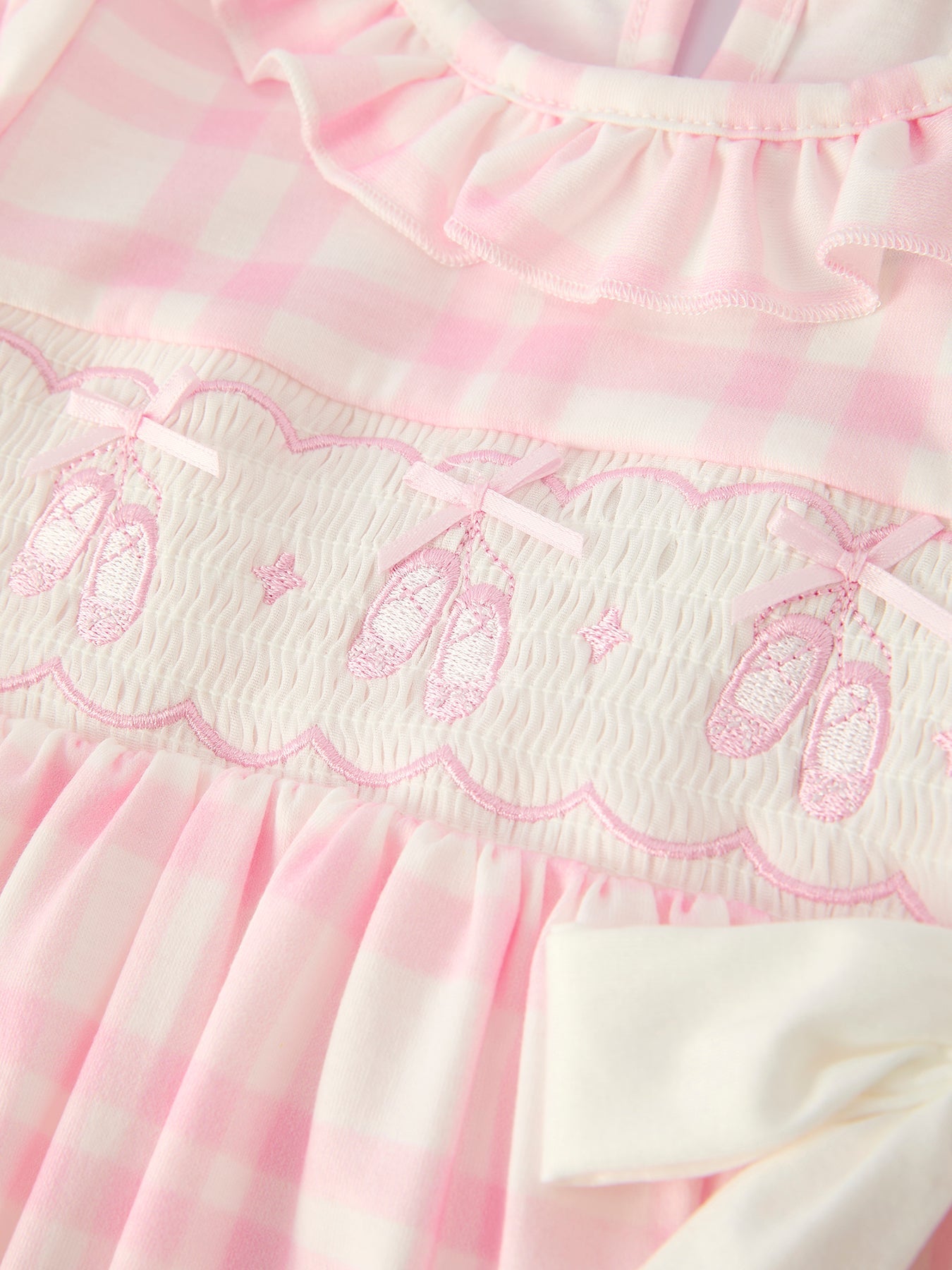 Pink Ballet Bow Plaid Dress