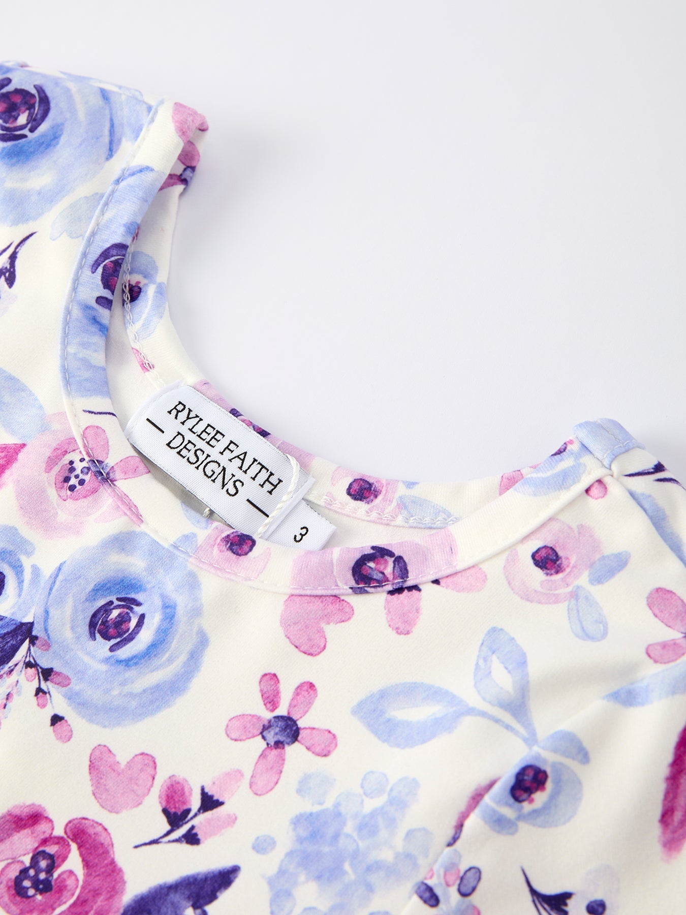 Purple Floral Baby Girl Dress with Long Sleeves