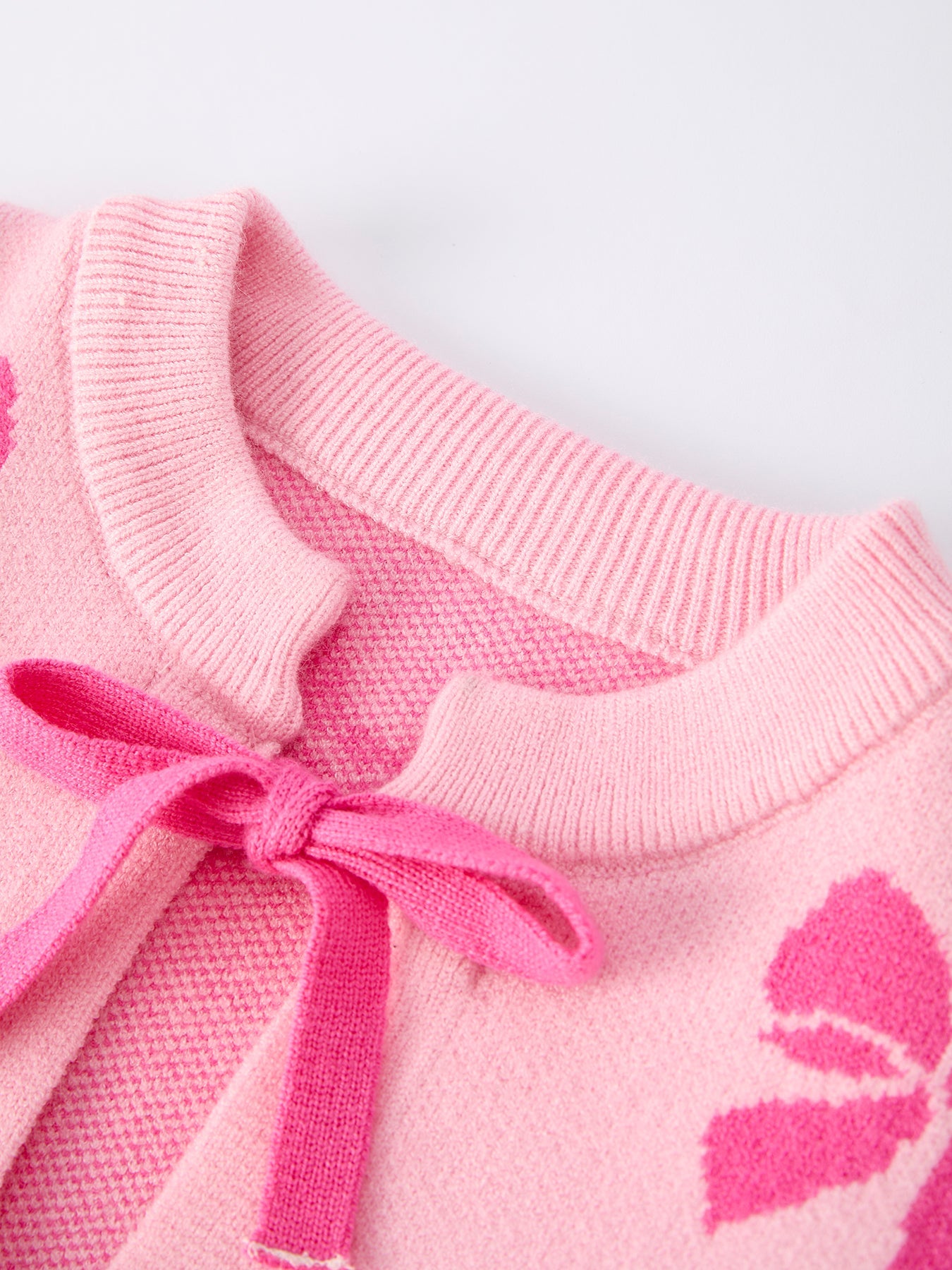 Pink Baby Bow Ribbon Ties Sweater Cardigan