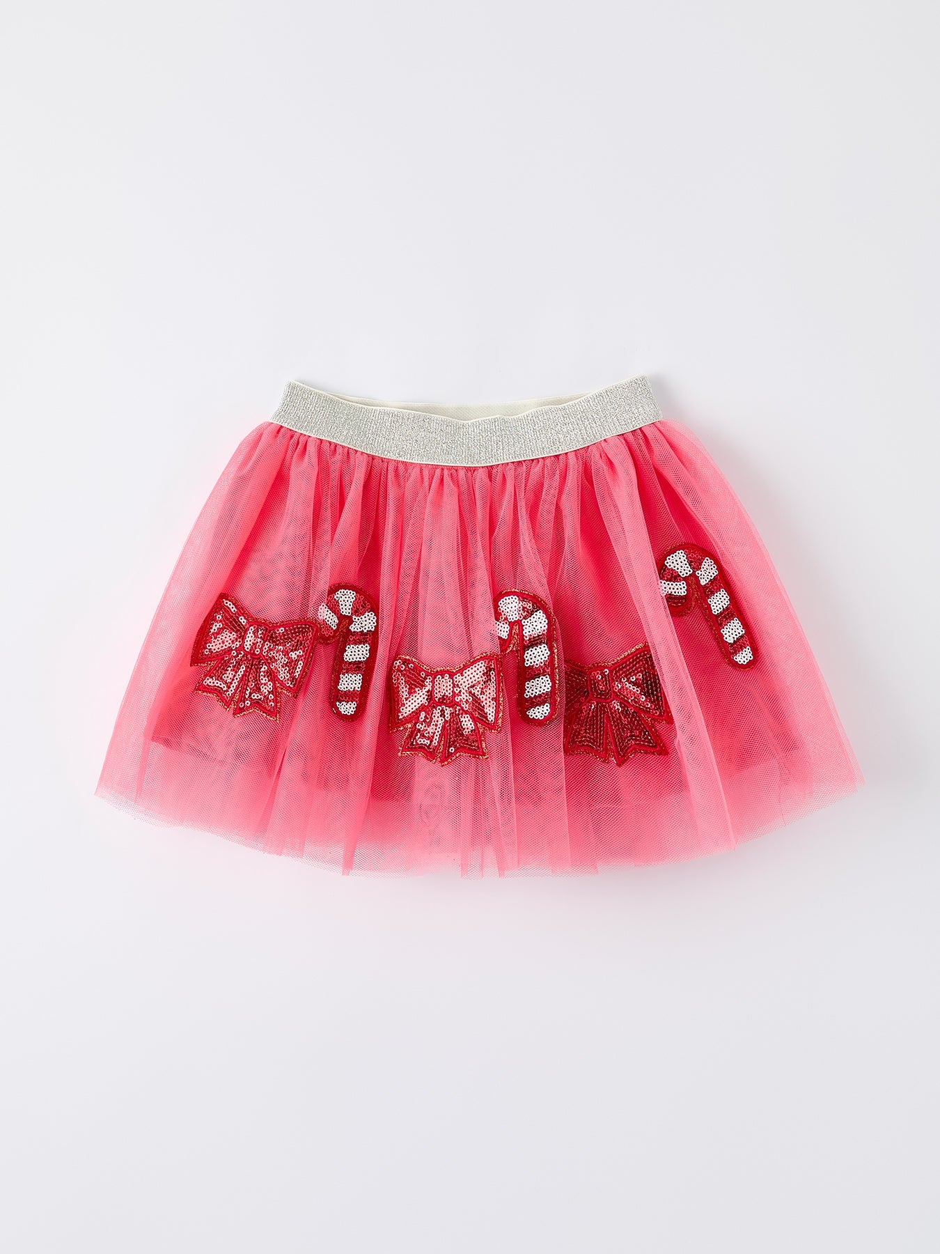 Christmas Candy Cane & Bow Sequin Tutu Skirt for Girls