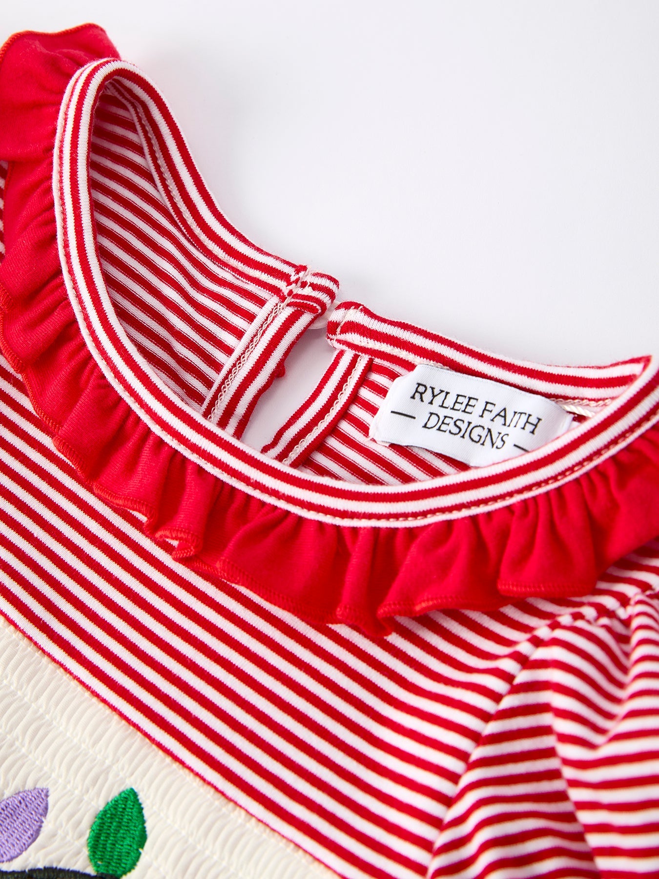 PREORDER Holiday Girls Dress with Embroidered Christmas Lights and Red Bow Details