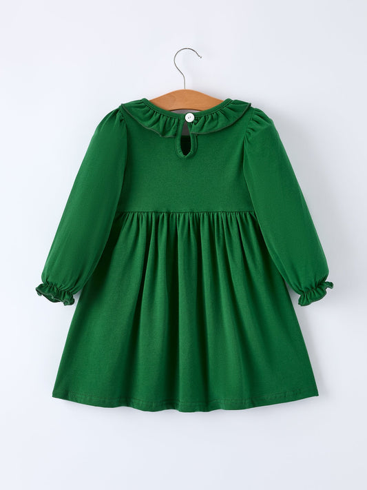 Girls St. Patrick’s Day Shamrock Puppy Smocked Dress