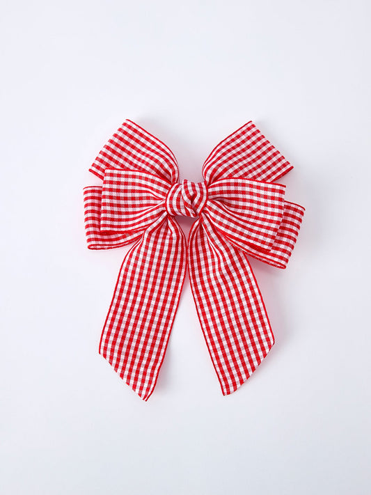 Red and white Plaid Girls Hairpin 4 Inches