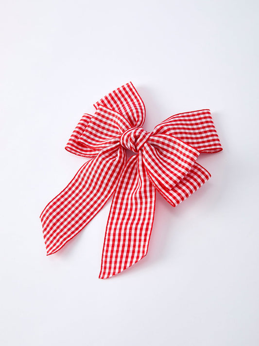 Red and white Plaid Girls Hairpin 4 Inches