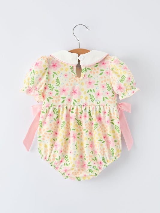 Easter Bunny Embroidery Smocking Cute Baby Girl Romper