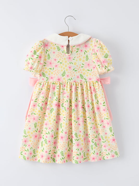 Easter Bunny Embroidery Smocking Cute Baby Girls Dress