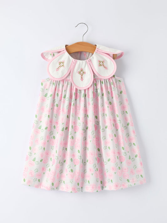 Floral Smocked Petal Peter Pan Collar Dress