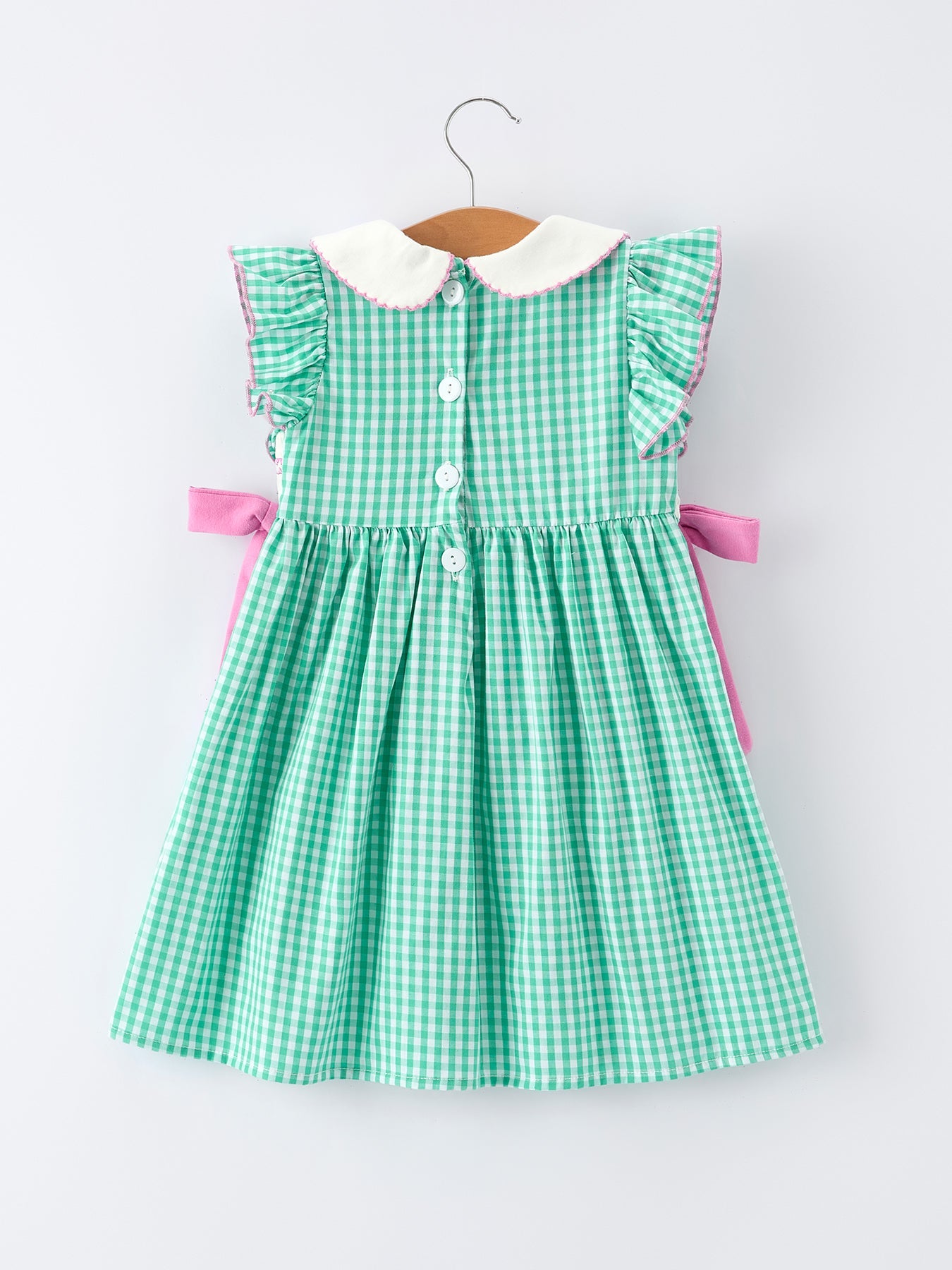 Spring Gingham Bow Ruffle Smocked Pickle Ball Girl Dress