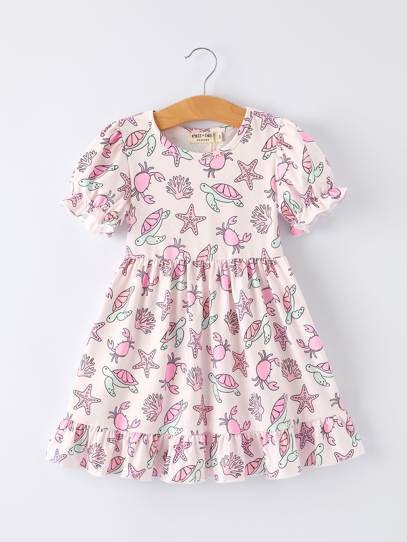 Ocean Print Girl Ruffle Dress