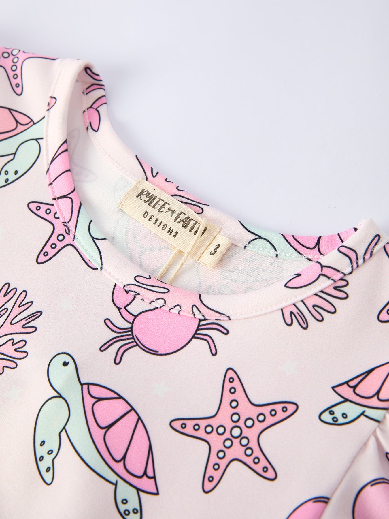 Ocean Print Girl Ruffle Dress