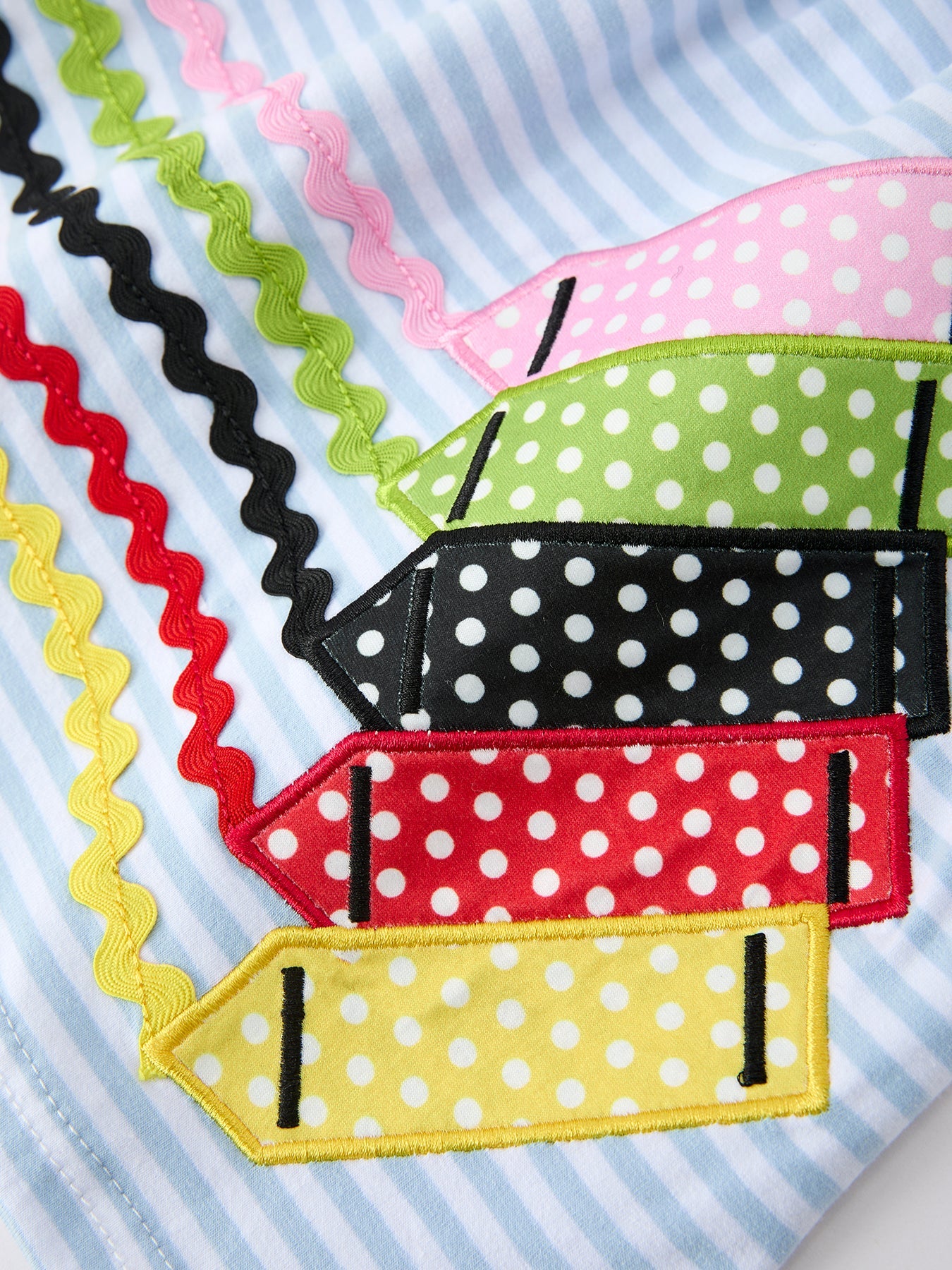 Girls Back To School Crayon Dress Ruffle Petal Collar Applique