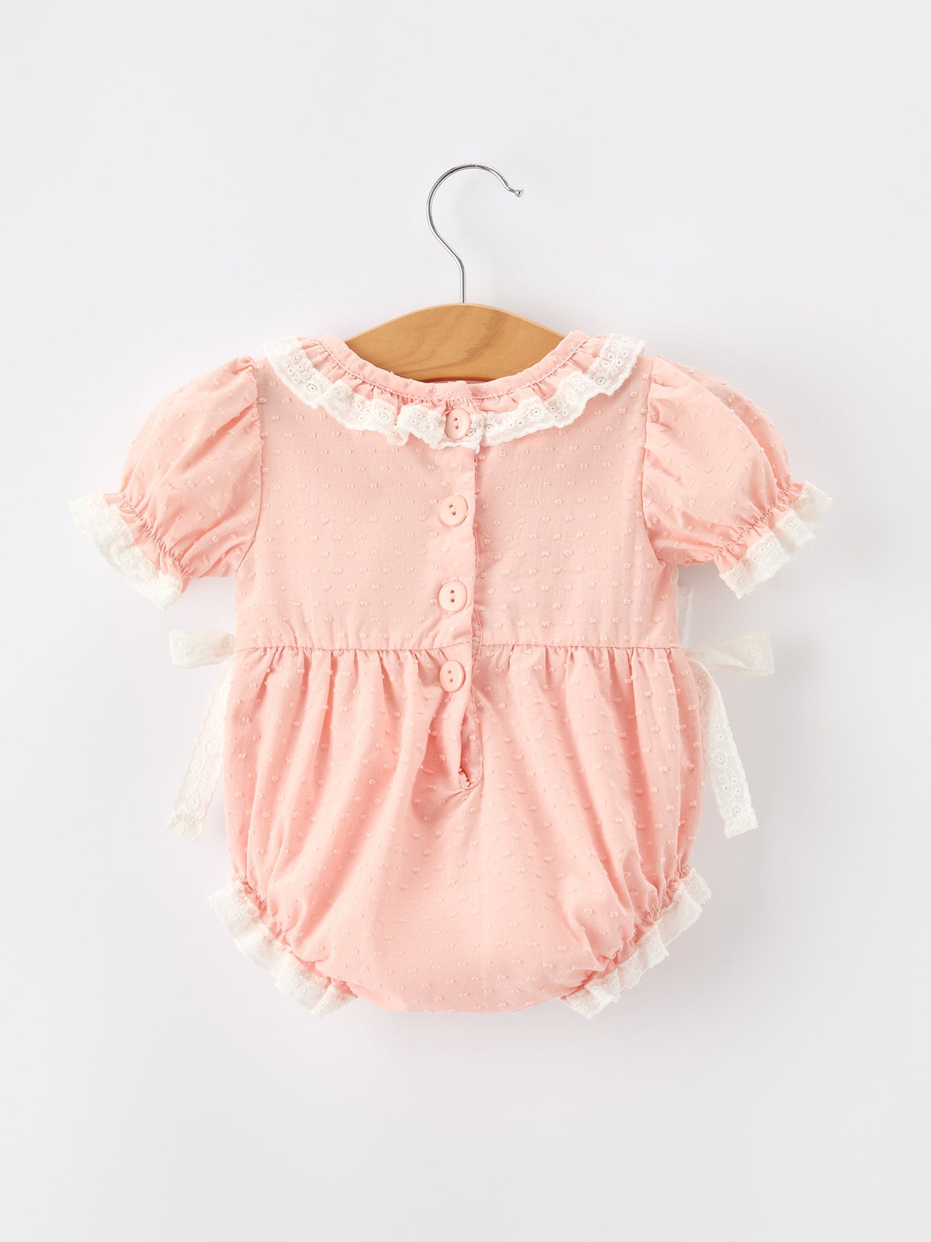 Western Horse Embroidery Girls Romper Lace Petals Collar Puff Sleeve