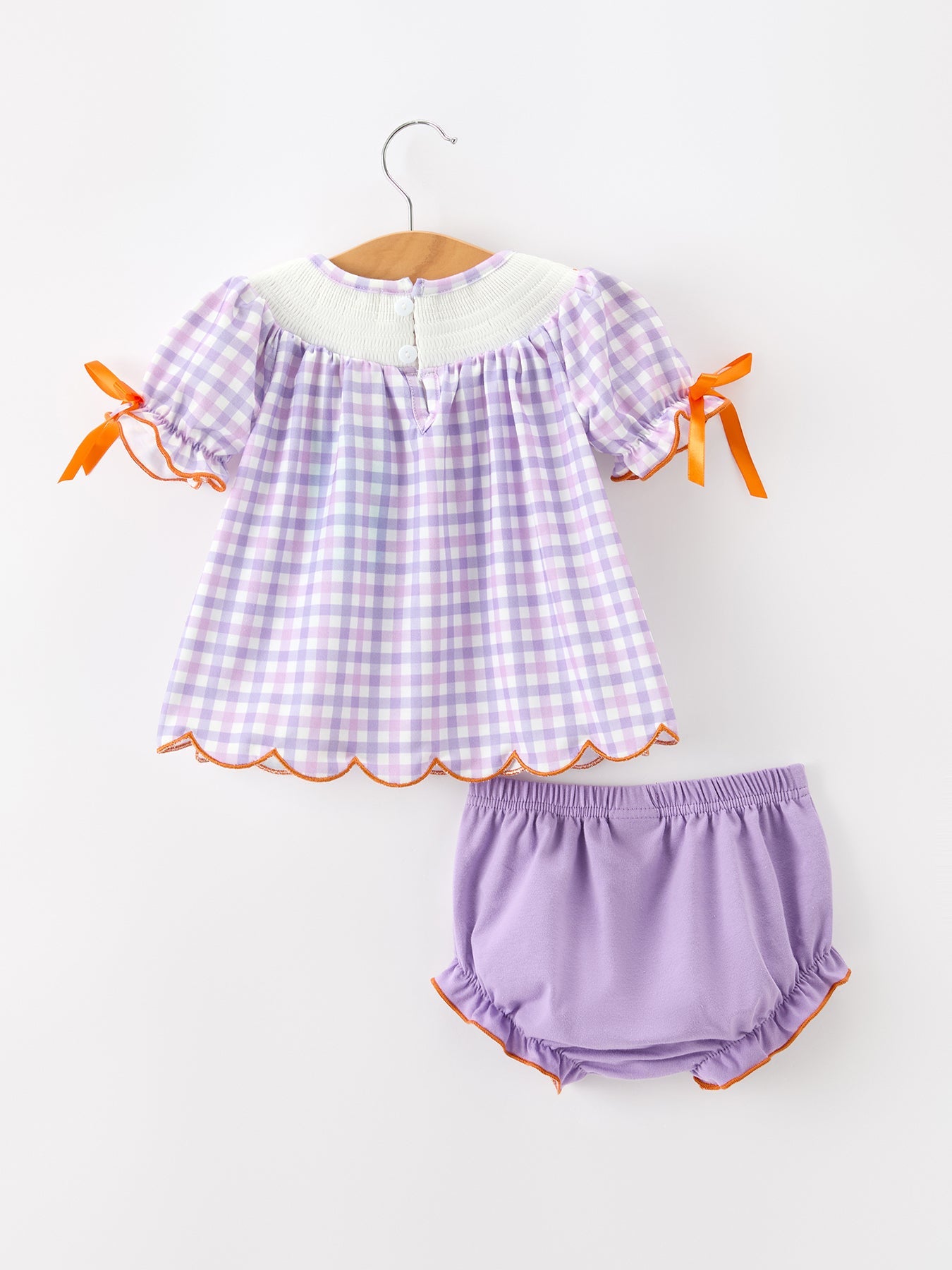 Halloween Ghost Plaid Bow Girls Bloomer Set