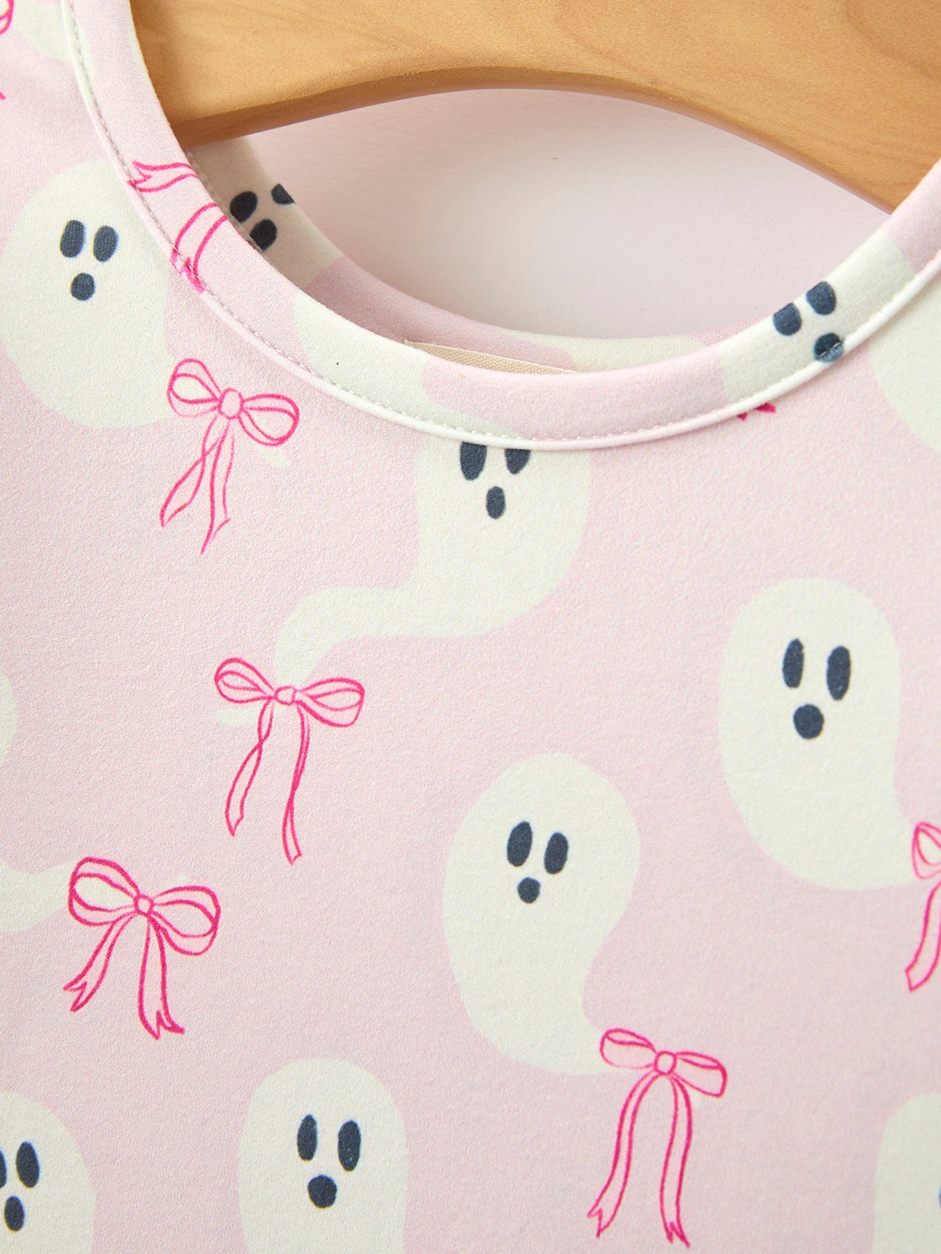 Halloween Ghost Bow Print Girls Long Sleeve Twirl Dress
