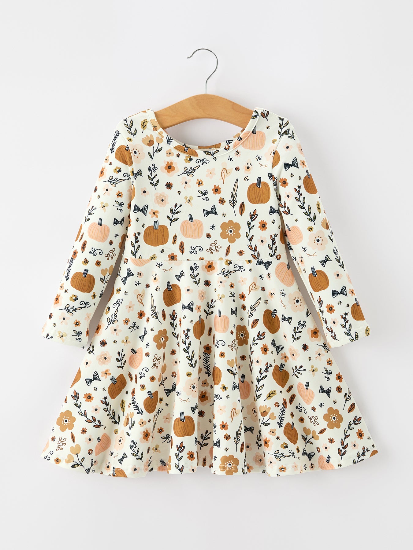 Fall Harvest Pumpkin Girls Dress Long Sleeve