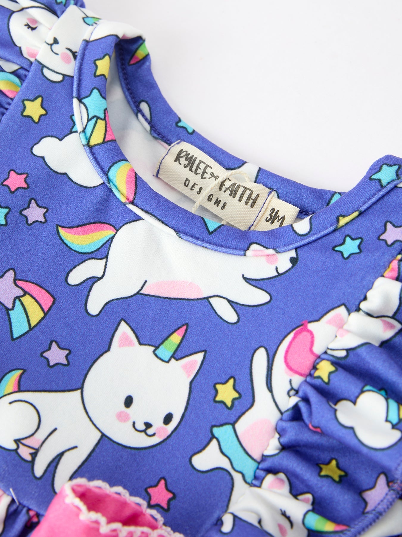 Unicorn Cat Print Girls Long Sleeve Romper