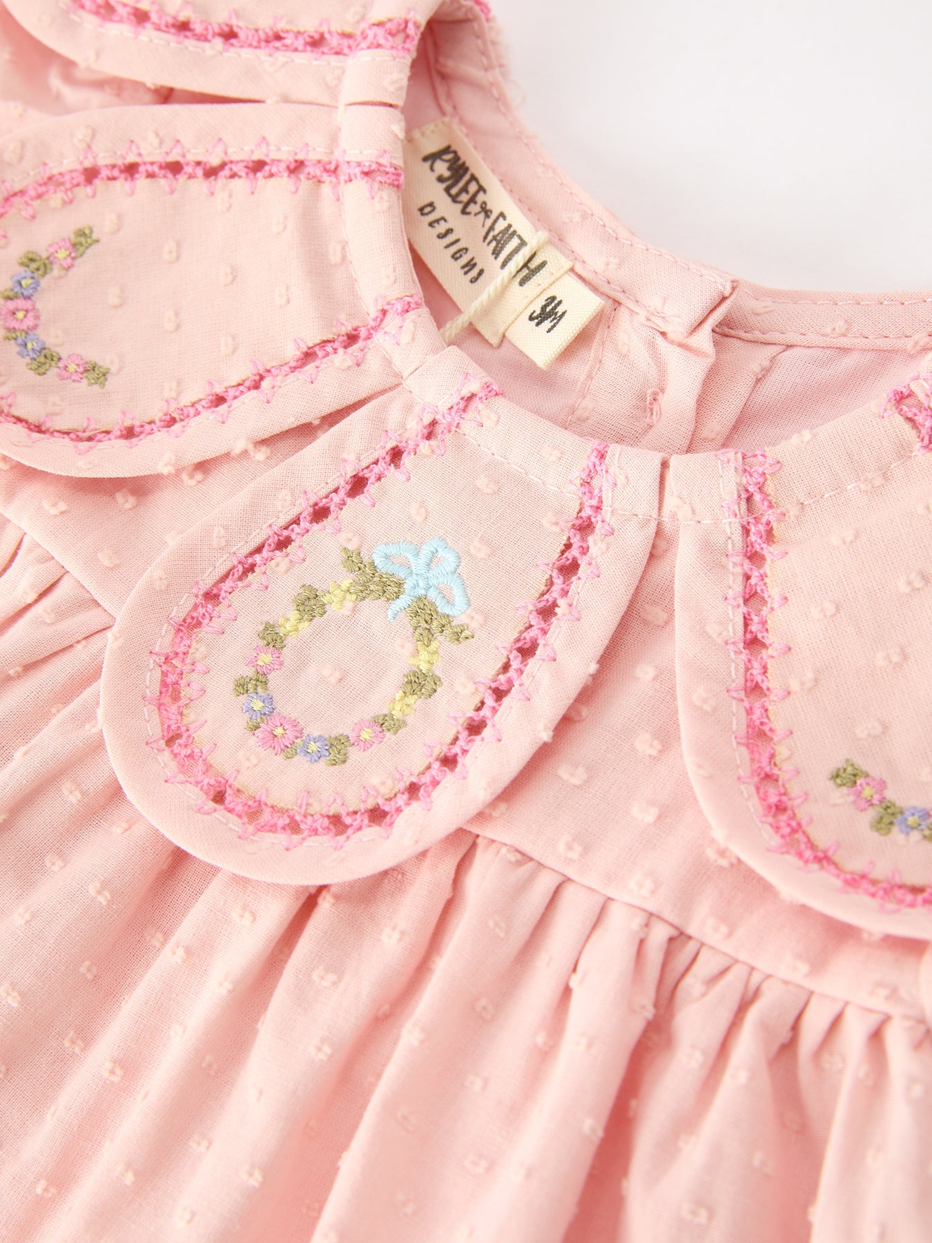 Baby Girl Pink Peter Pan Collar Embroidered Bloomer Set