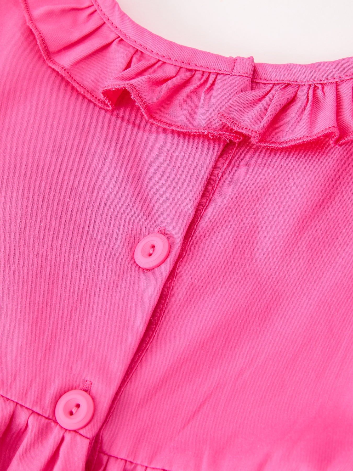 Girl Hot Pink Ruffle Smocked Embroidery Dress