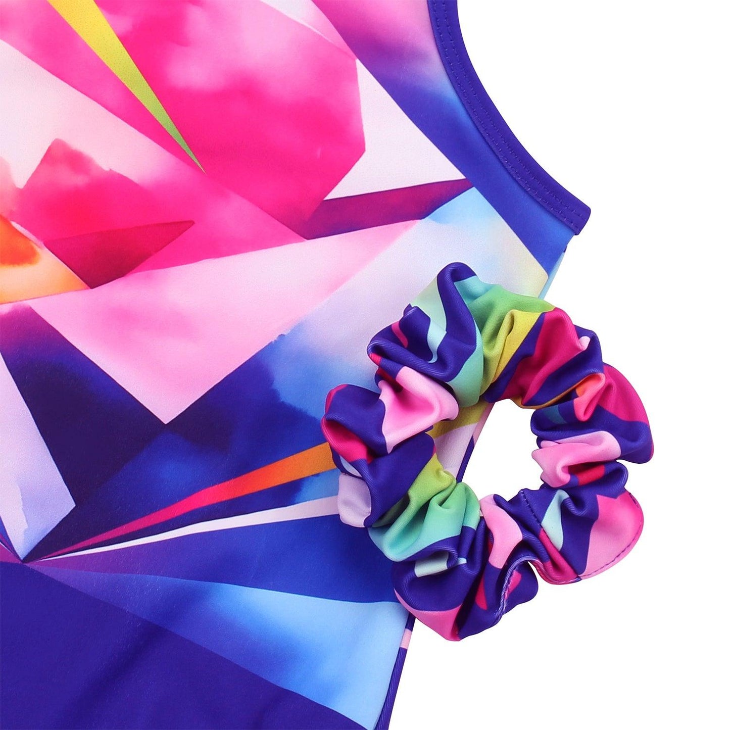 Colorful Geometry Clasp Back Gymnastics Leotard Outfit Set