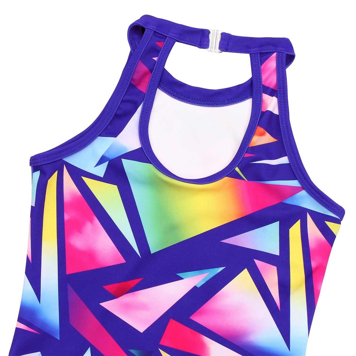 Colorful Geometry Clasp Back Gymnastics Leotard Outfit Set
