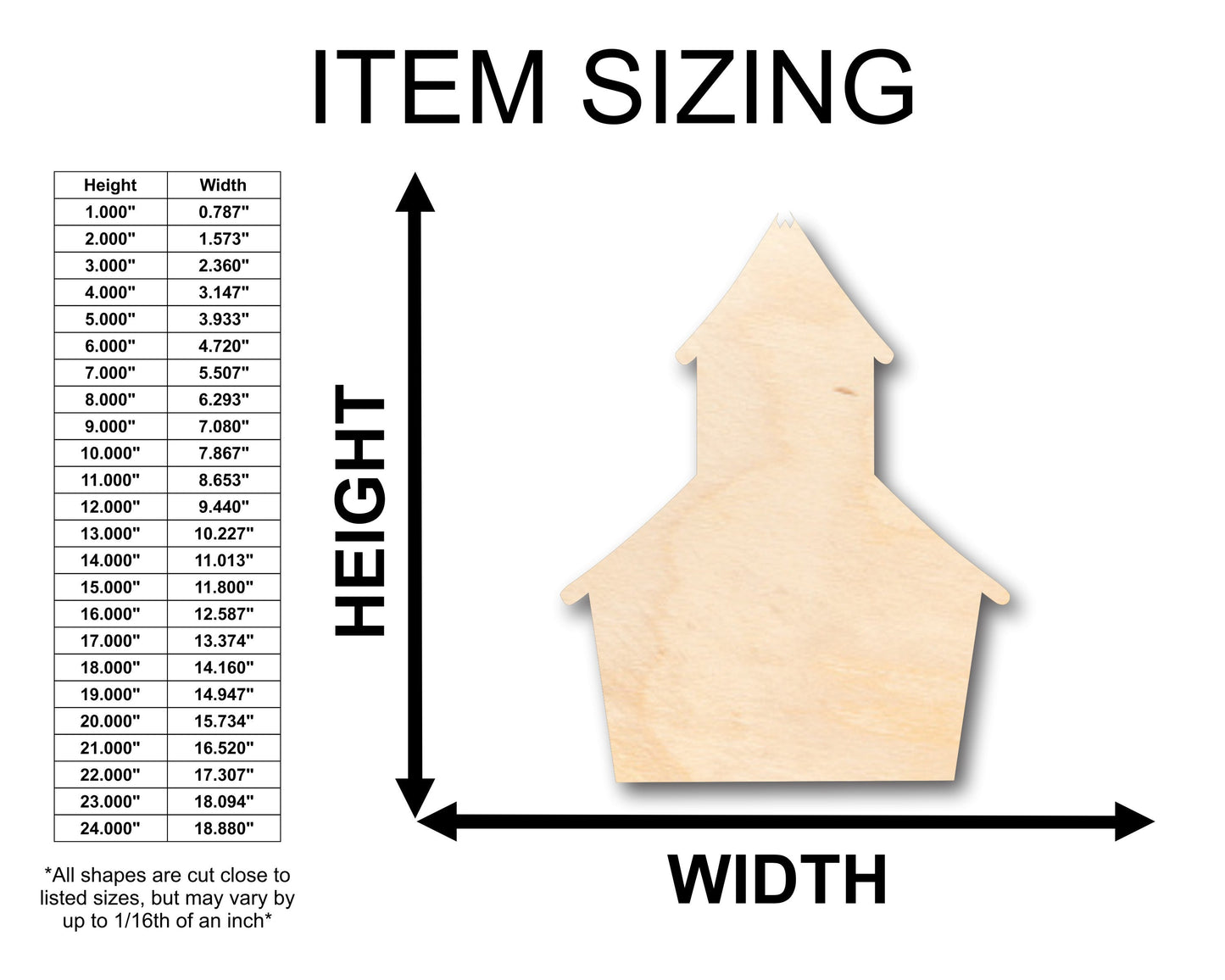 Unfinished Wood School House Shape - Craft - up to 46" DIY
