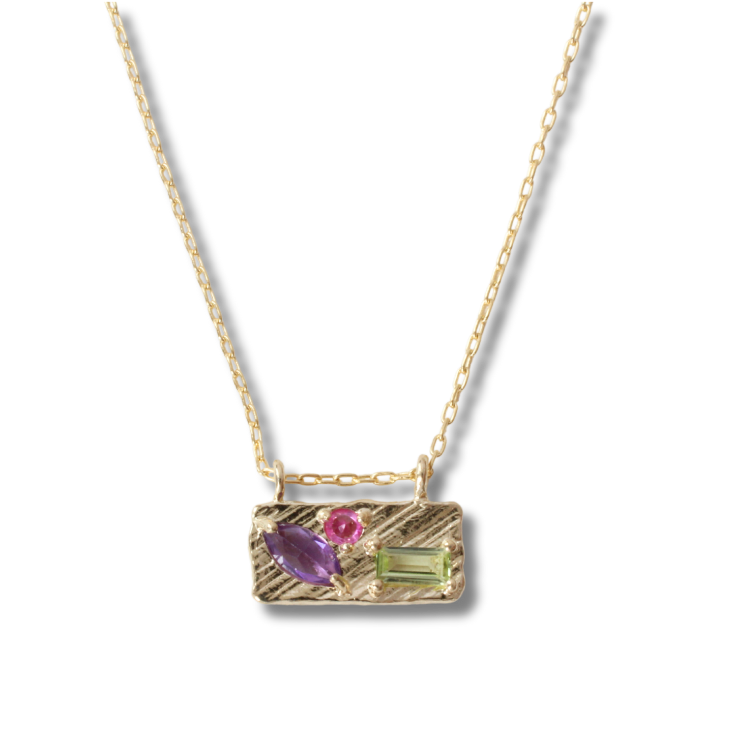 14K Yellow gold violet garden small collage necklace