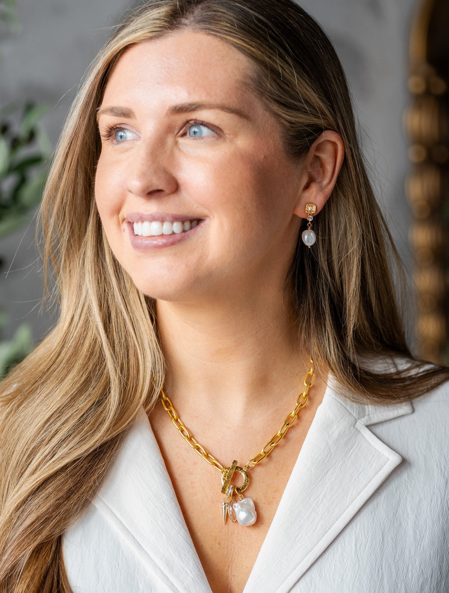 Marquise & Pearl Toggle Necklace