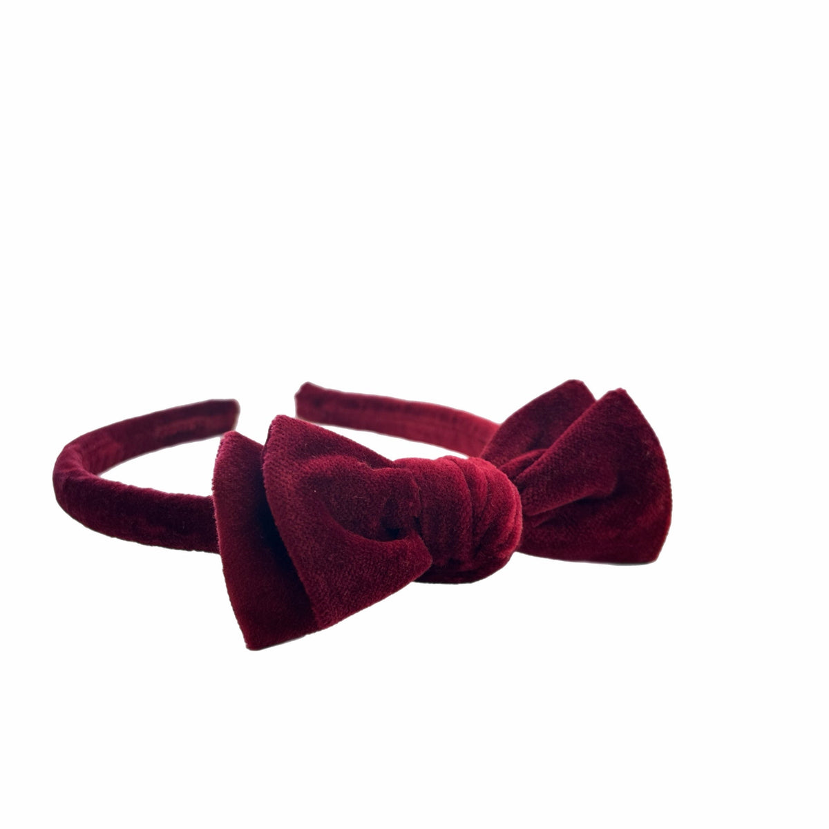 Cotton Velvet Headband Bow | Winterberry Red