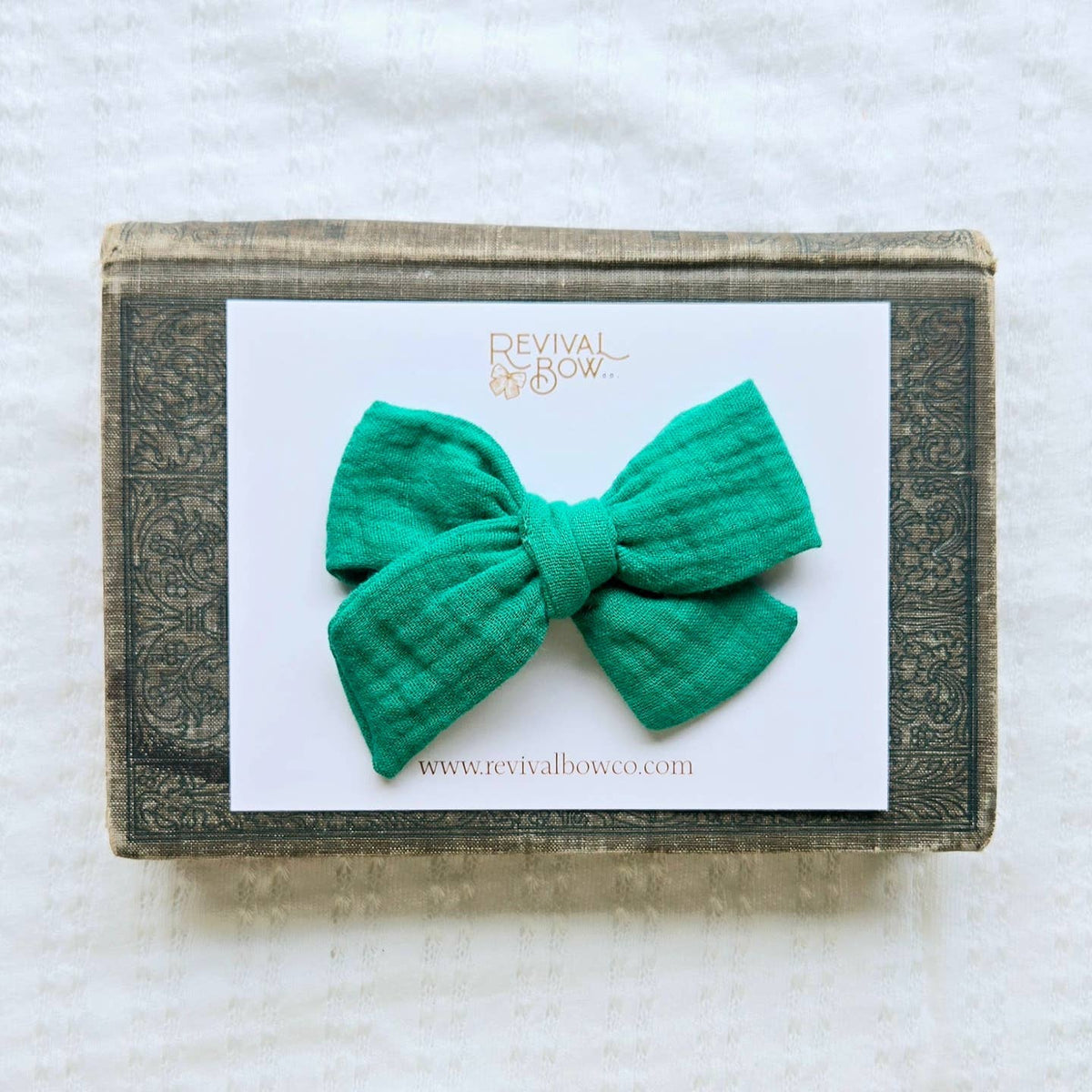 Classic Pinwheel Bow on Clip • Shamrock Green Gauze