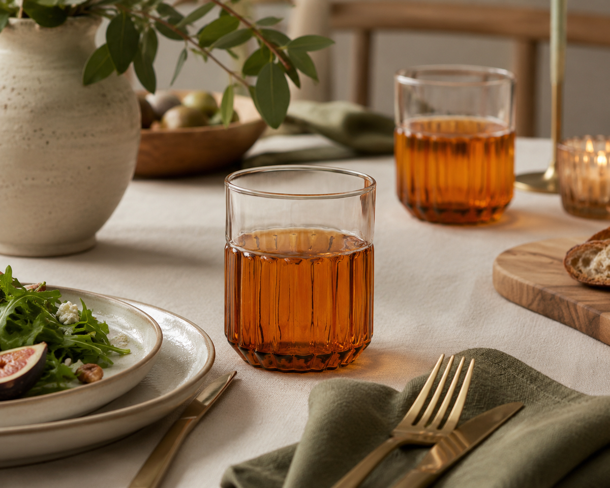 Set of 4 Tumbler 12oz Channel Amber