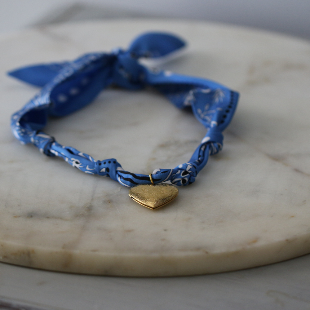 Blue Skies Heart Locket Scarf Necklace