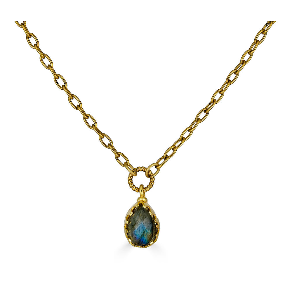 Labradorite Prong Pendant Necklace