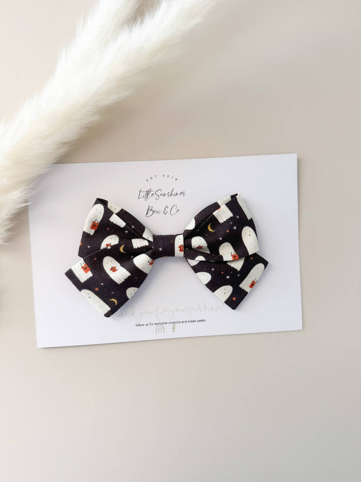 Black & White Ghosts Halloween Pinwheel Hair Bow