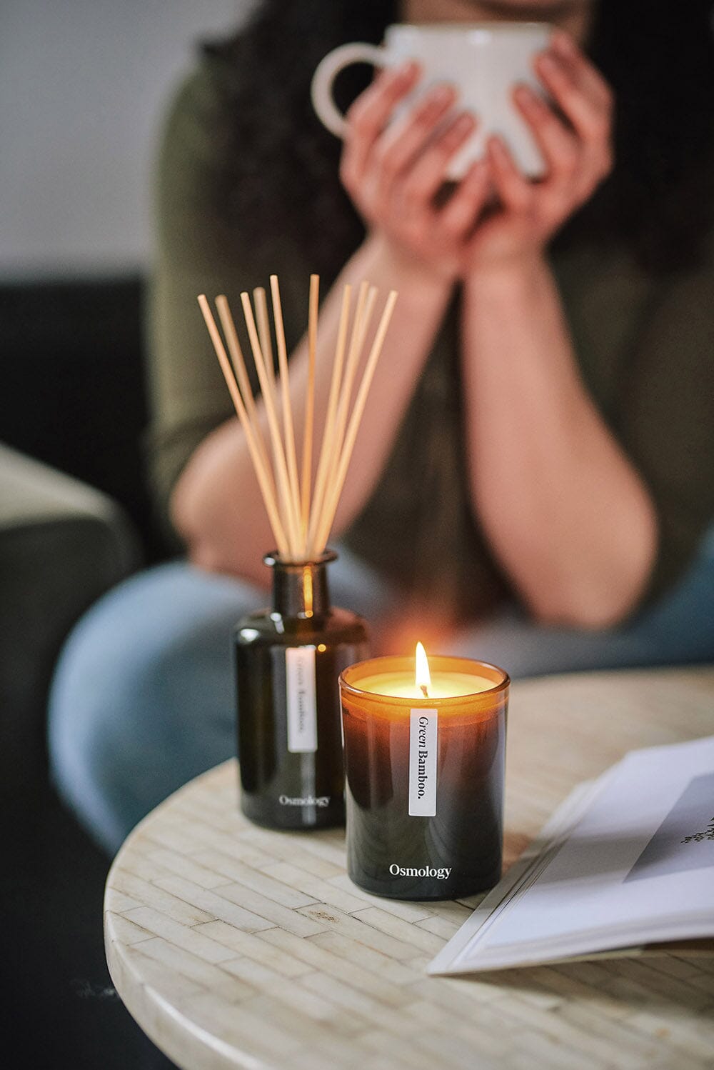 Green Bamboo Scented Candle - Cypress Patchouli and Orange