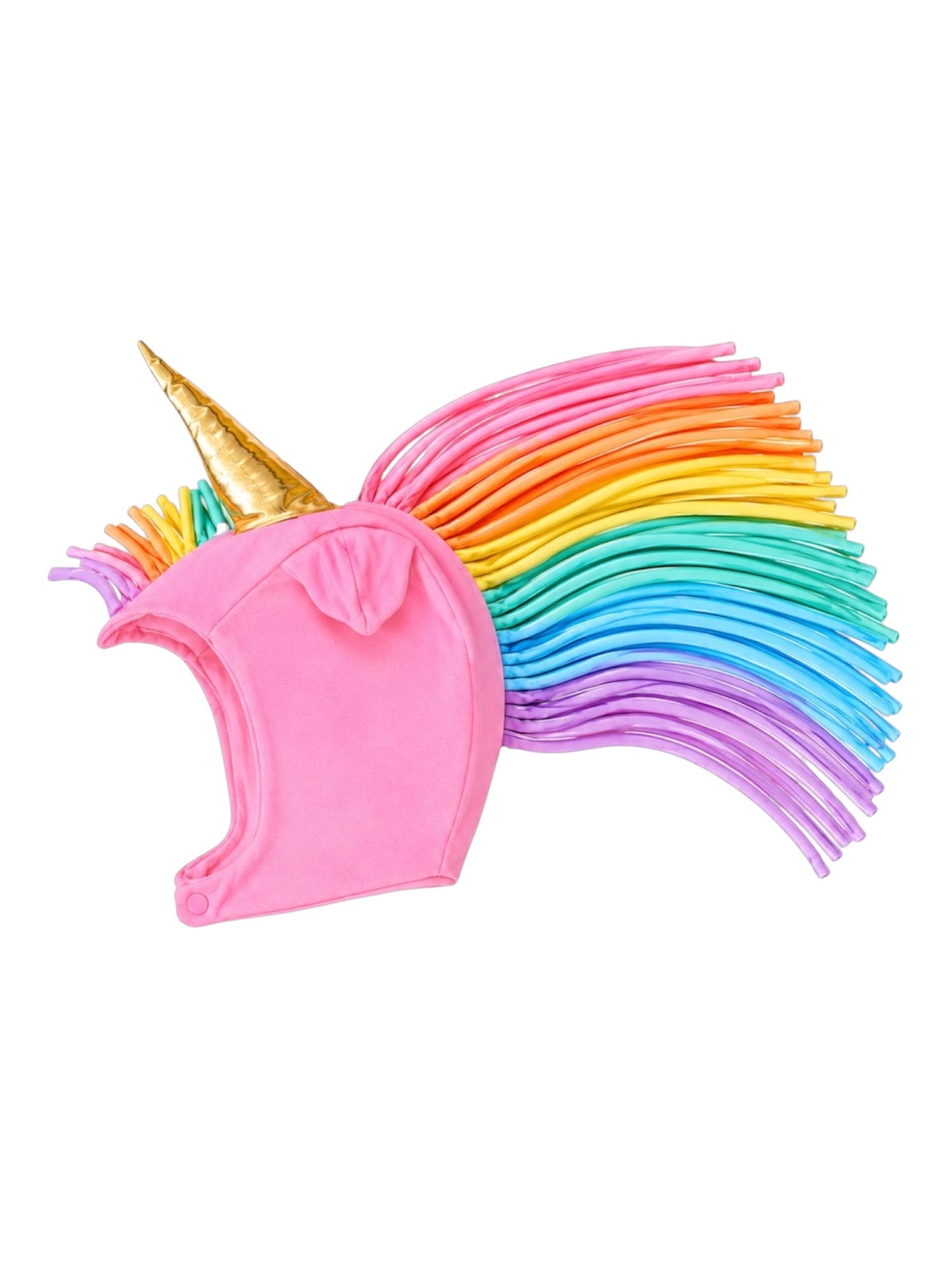 Pink Unicorn Hat  · Rainbow Mane with Gold Horn