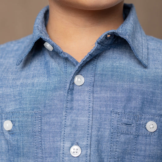 Organic Chambray Button Down Shirt - Baby