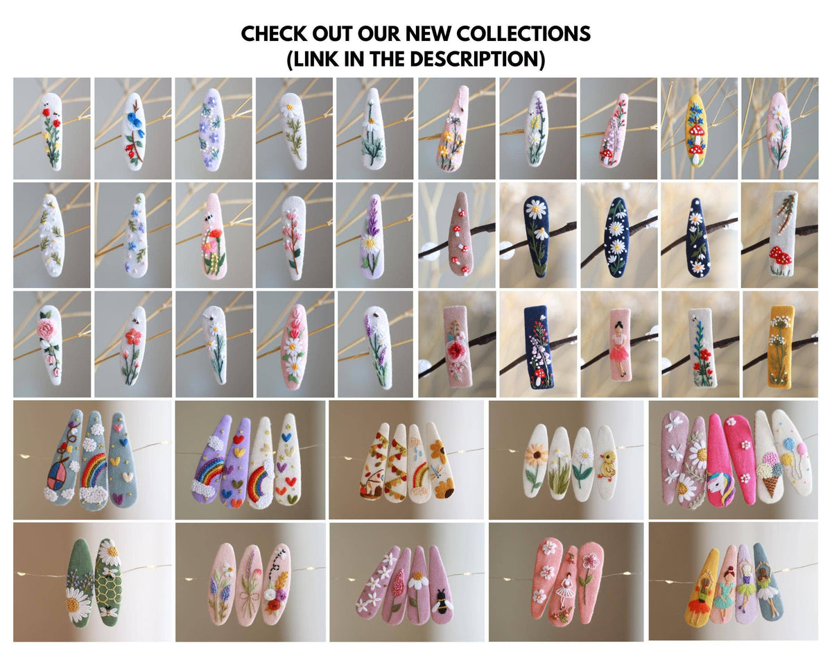 Handmade Beaded Embroidered Hair Clips