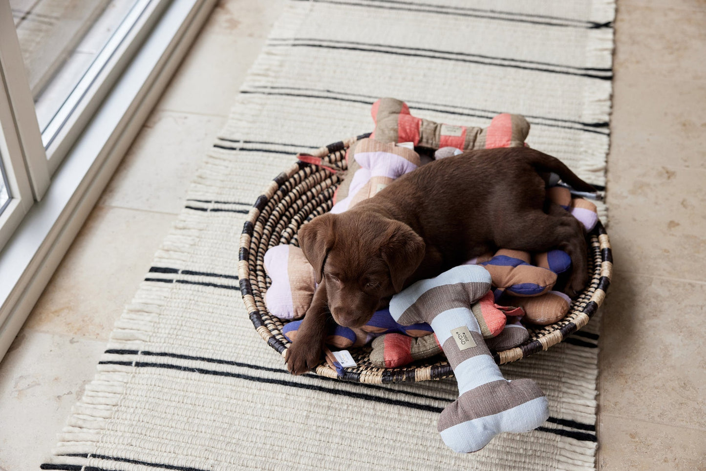 Ashi Dog Toy Small - Cherry Red/Taupe