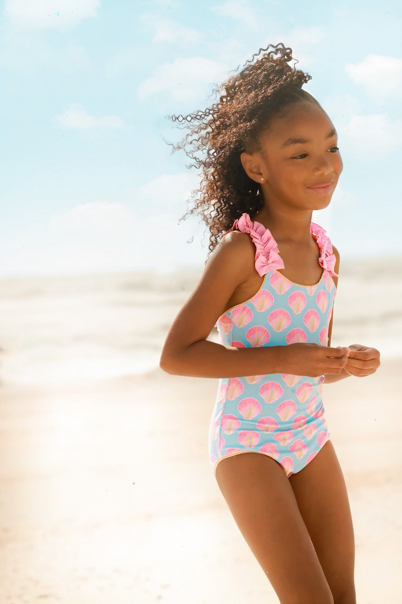 Serene Seashell Ruffle Strap One Piece