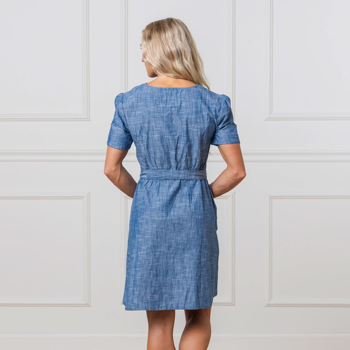 Organic Button Front Chambray Dress