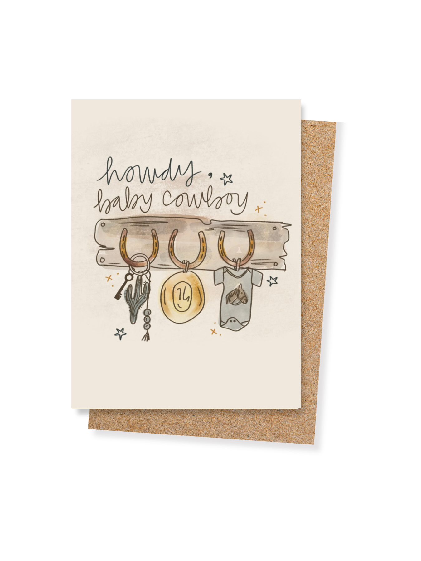 Howdy Baby Cowboy Western Baby Shower Boy Blank Card
