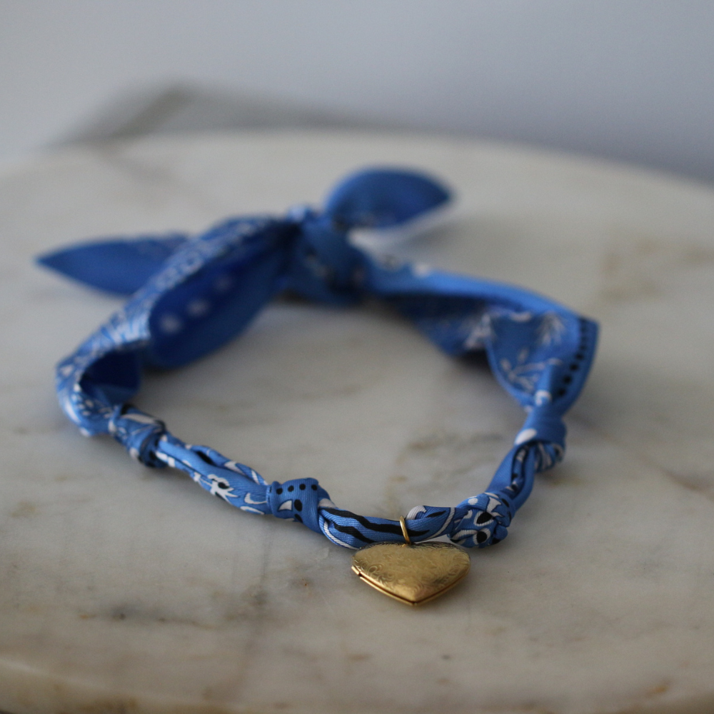 Blue Skies Heart Locket Scarf Necklace