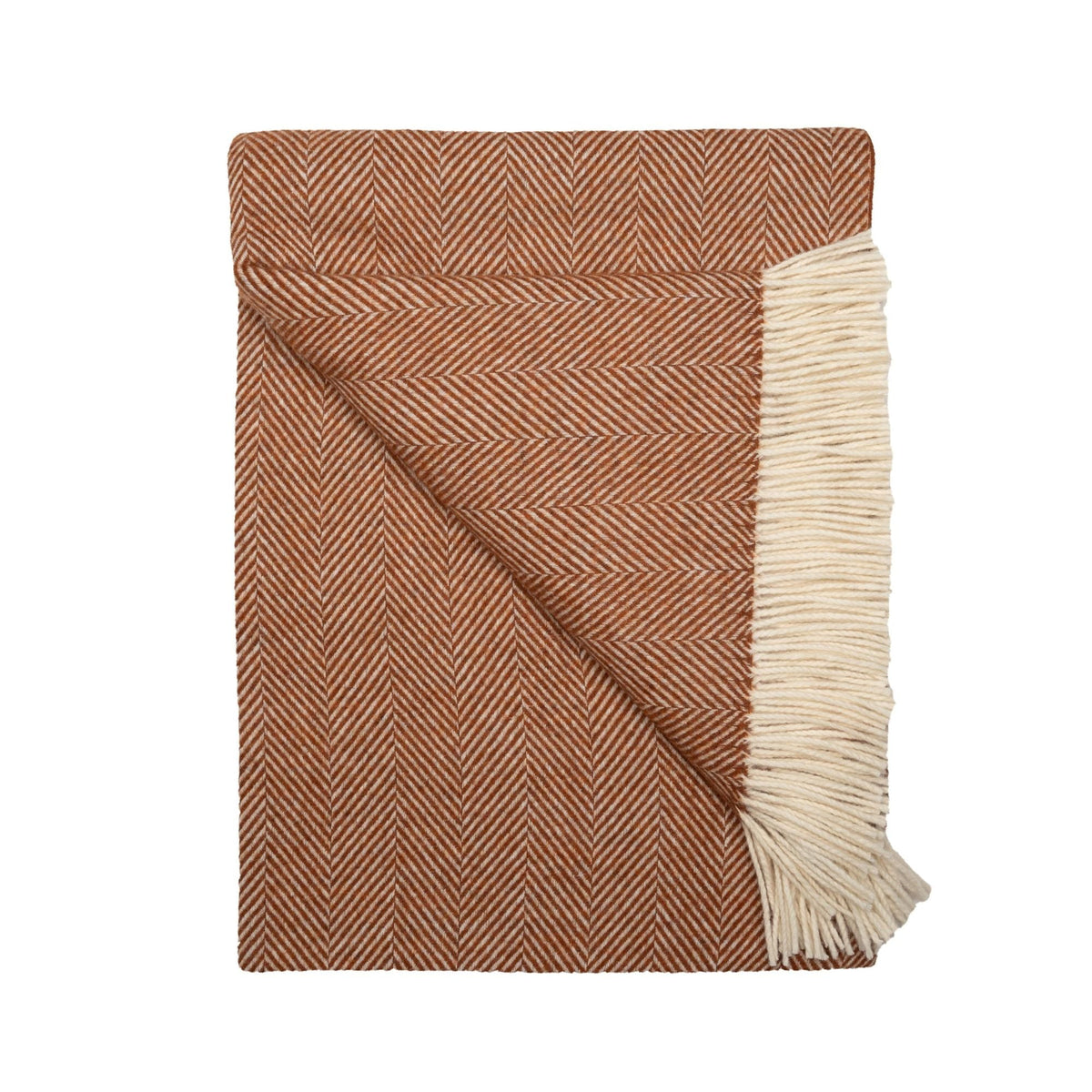 Southampton Home Merino Wool Herringbone Throw - Rust