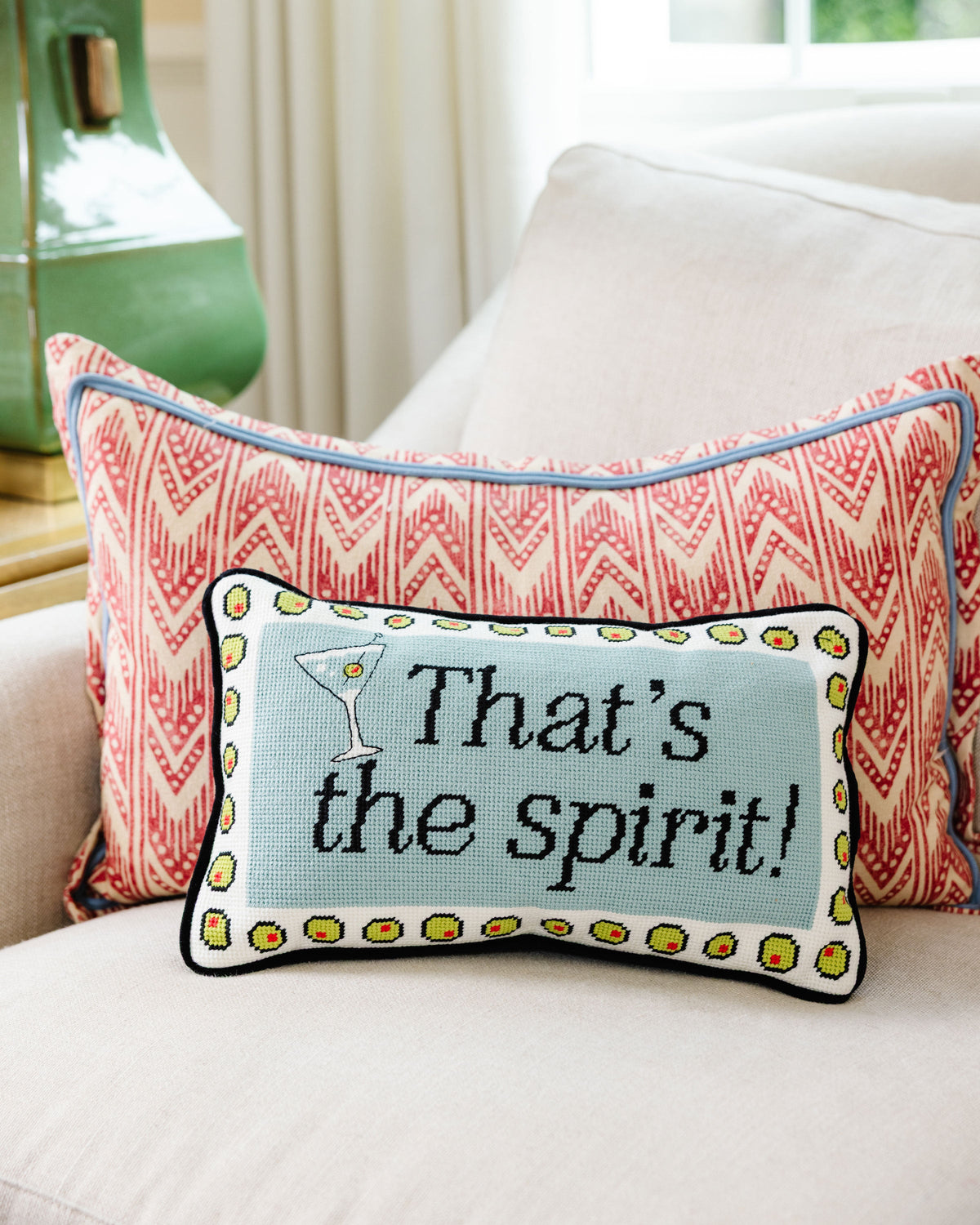 That's The Spirit Needlepoint Pillow