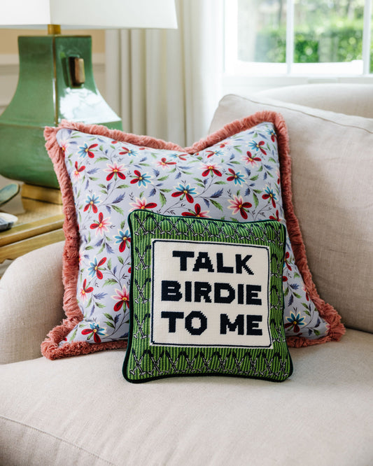 Talk Birdie To Me Needlepoint Pillow