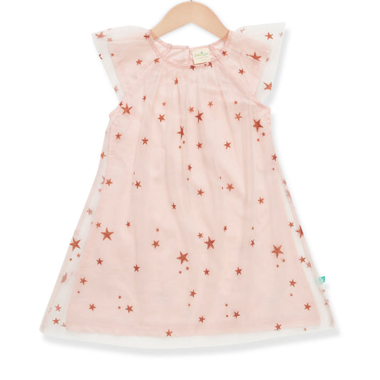Starry Tulle Sleeveless Dress for Toddler - Peach