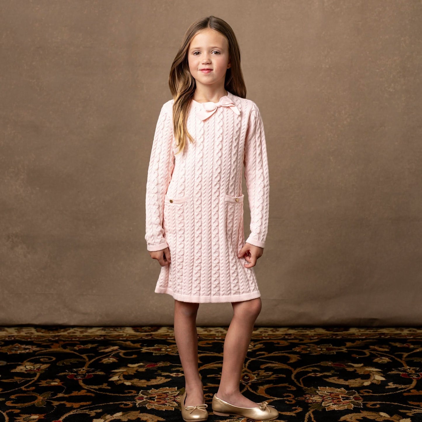 Organic Cable Bow Sweater Dress - Baby