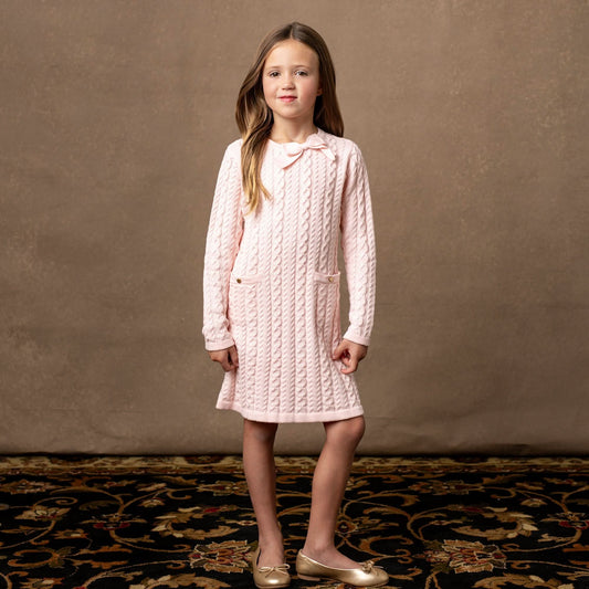 Organic Cable Bow Sweater Dress - Baby