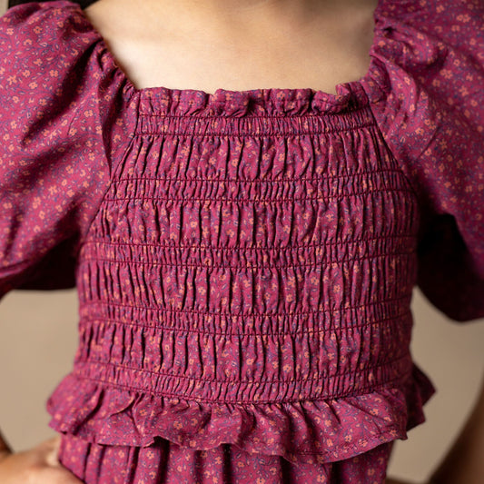 Organic Smocked Bubble Sleeve Dress